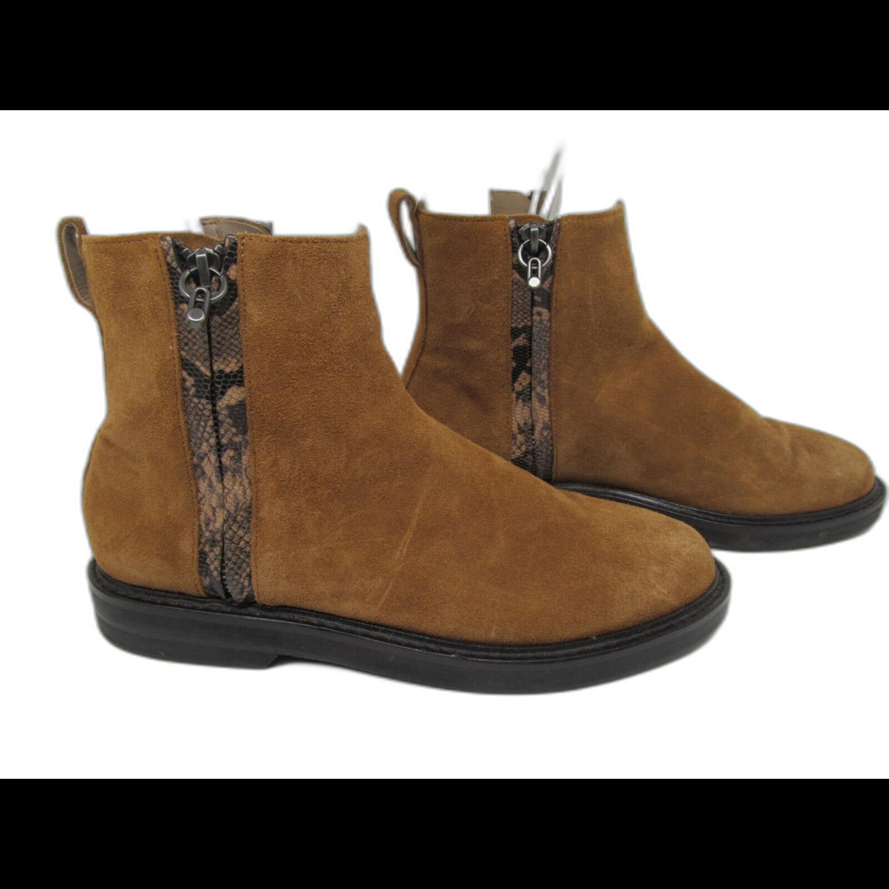 Donald J. Pliner Womens Brown Suede Double Side Zippers Ankle Boots Size US 8.5